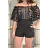 COMBINAISON SHORT BI MATIERES NOIRE ET BEIGE