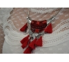 COLLIER " TETE DE BUFFLE" ROUGE