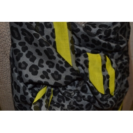 ECHARPE LEOPARD GRISE/JAUNE