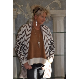 Gilet AZTEQUE blanc beige et chocolat