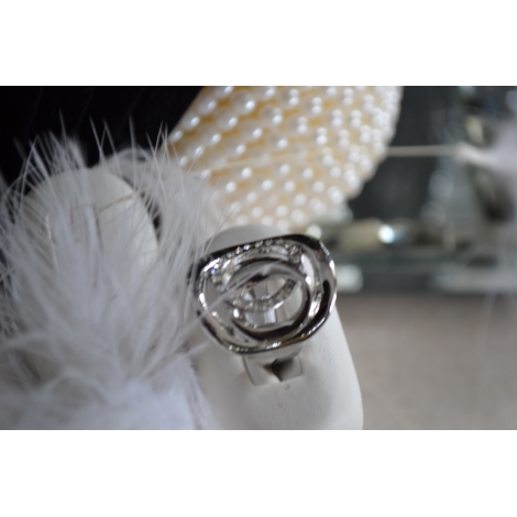 BAGUE FANTAISIE GROS MODELE ARGENTEE/STRASS