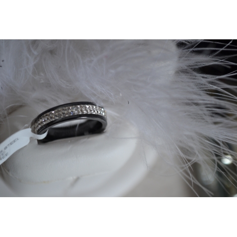 BAGUE CERAMIQUE NOIRE ET STRASS