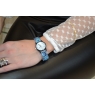 MONTRE BLEUE /FLEURIE  BRACELET ELASTIQUE