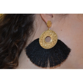 BOUCLES D'OREILLE LOLITA NOIRE/POMPON