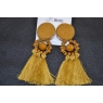 BOUCLES D'OREILLES " LOLITA  "  MOUTARDE/POMPON