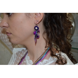 BOUCLES D'OREILLES "LOLITA"  PLUME/ VIOLET