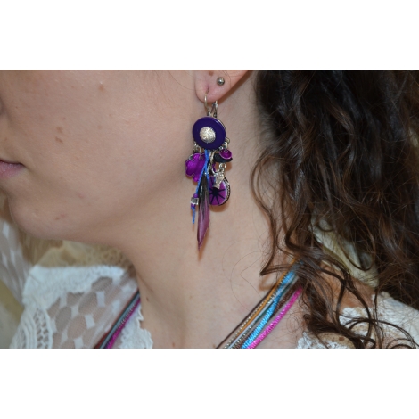 BOUCLES D'OREILLES "LOLITA"  PLUME/ VIOLET