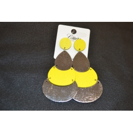 BOUCLES D'OREILLES "LOLITA" EN BOIS JAUNE CITRON/ARGENT