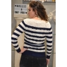 PULL EN LAINAGE MARIN FAÇON CROCHET BLANC/MARINE