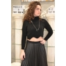 PULL CROP TOP COL ROULÉ NOIR