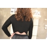 PULL CROP TOP COL ROULÉ NOIR