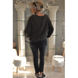 PULL LAINAGE DOUX GRIS  CHINE  COL  V