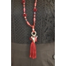 COLLIER SAUTOIR LONG TETE DE BUFFLE ROUGE