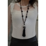 COLLIER SAUTOIR LONG NOIR TETE DE BUFFLE