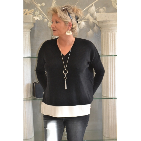 Pull noir col V