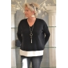 Pull noir col V